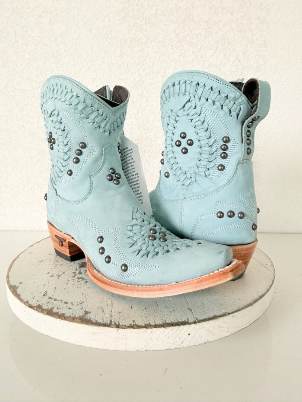 Lane COSSETTE Blue Cowboy Boots Womens 6.5 Western Cowgirl Short Ankle Booties